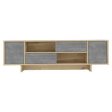 Rack Del Valle Duna y Cemento 149 cm con Dos Puertas y Dos Cajones - Muebles para TV | Bylmo