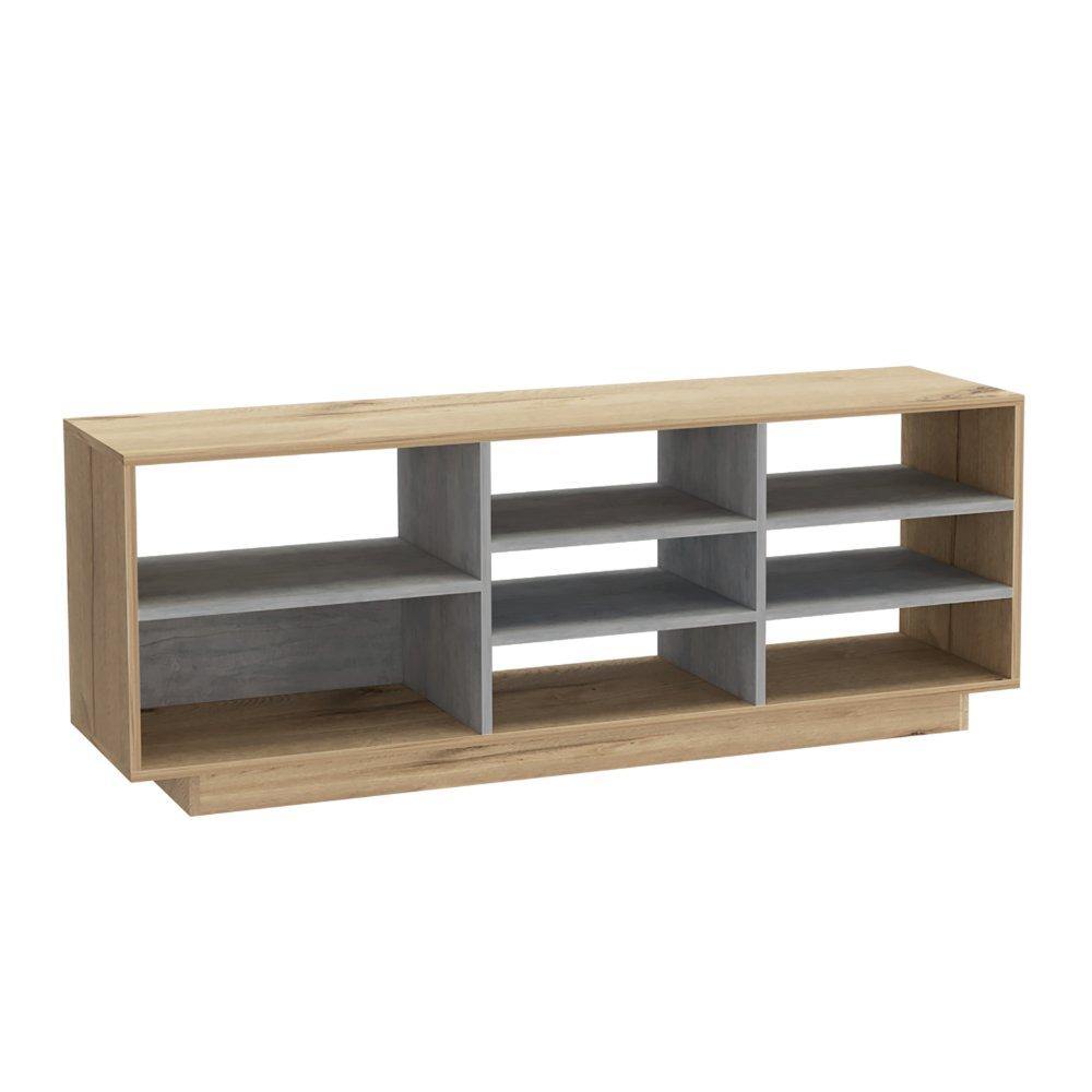 Rack Audra Duna y Cemento 165 cm con Entrepaños - Muebles para TV | Bylmo
