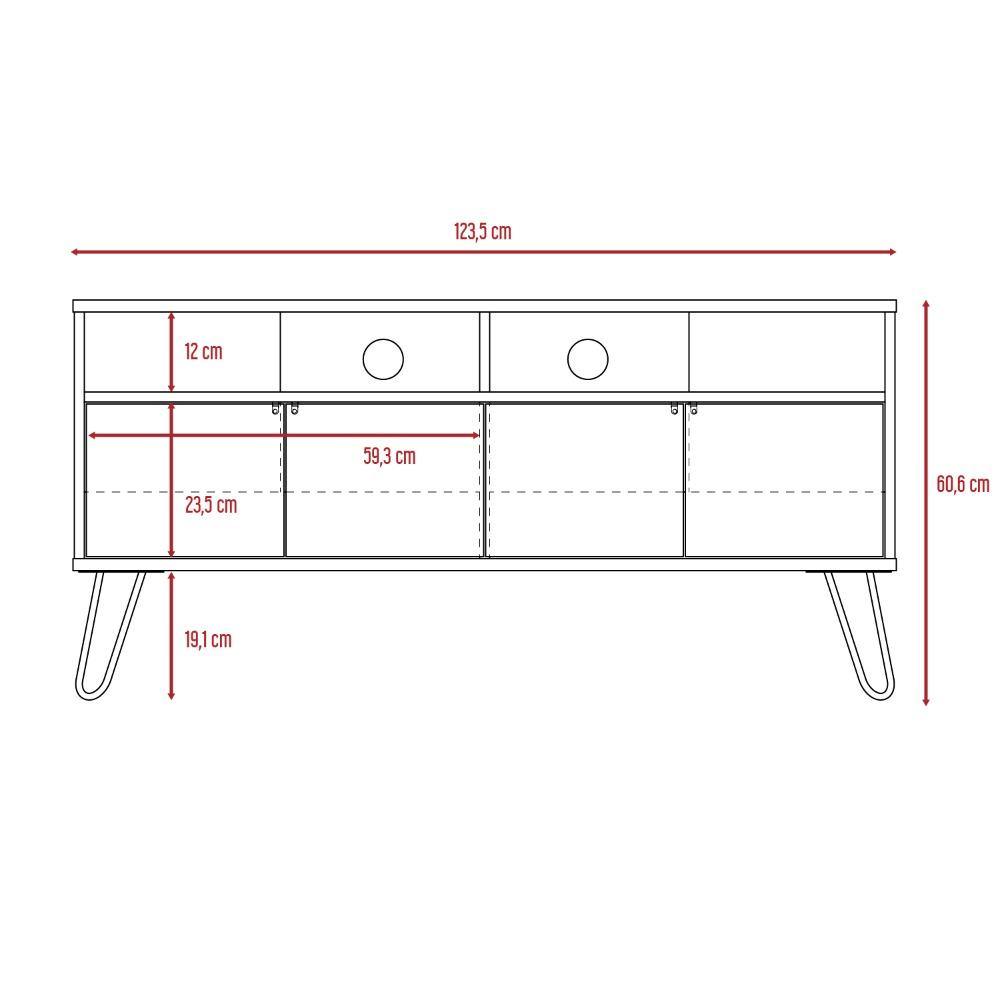Rack Vassel Duna y Wengue 123 cm con Cuatro Puertas - Muebles para TV | Bylmo