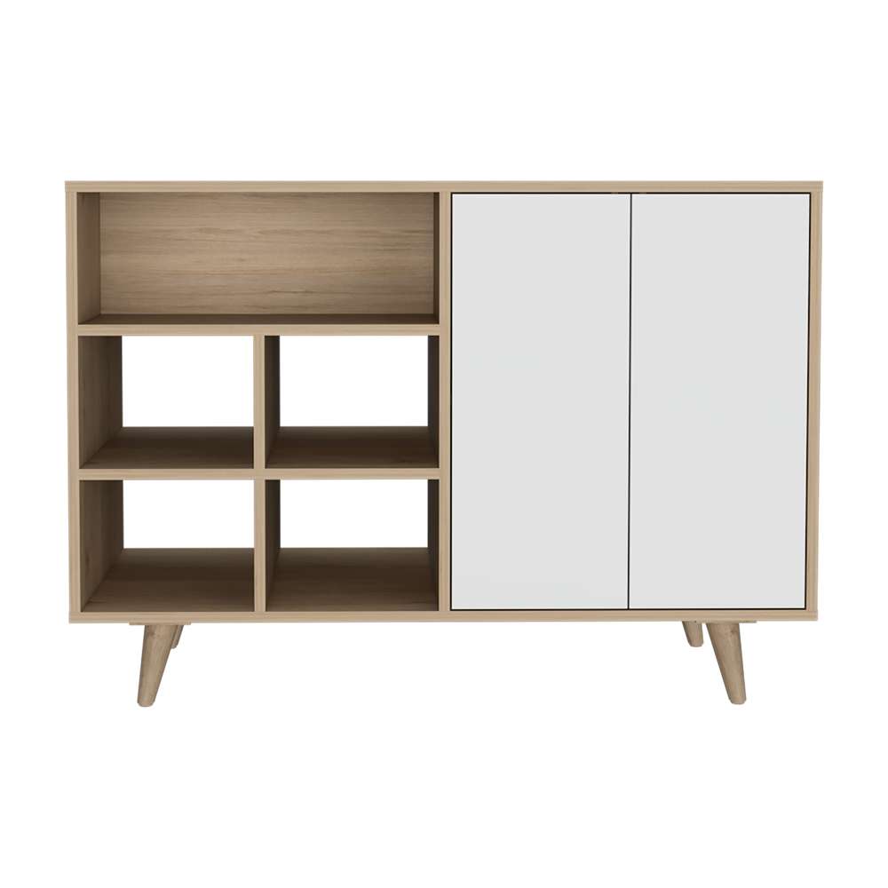 Recibidor Bora Rovere y Blanco 104 cm con Dos Puertas y Zapatero - Bifes | Bylmo