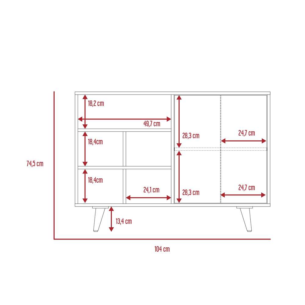 Recibidor Bora Rovere y Blanco 104 cm con Dos Puertas y Zapatero - Bifes | Bylmo