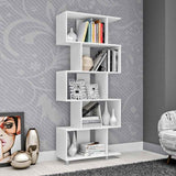 Biblioteca Asimétrica Moderna Blanco 79 cm con Cinco Nichos - Bibliotecas | Bylmo