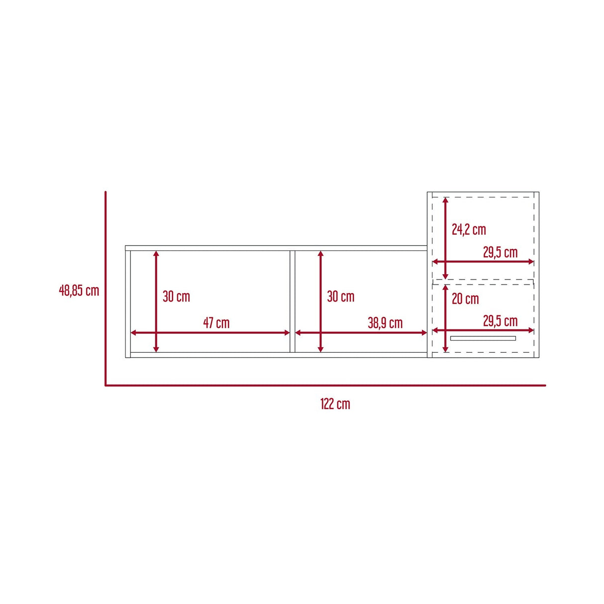 Repisa Newport Duna 122x41cm Rectangular con Dos Entrepaños - Repisas y Percheros | Bylmo