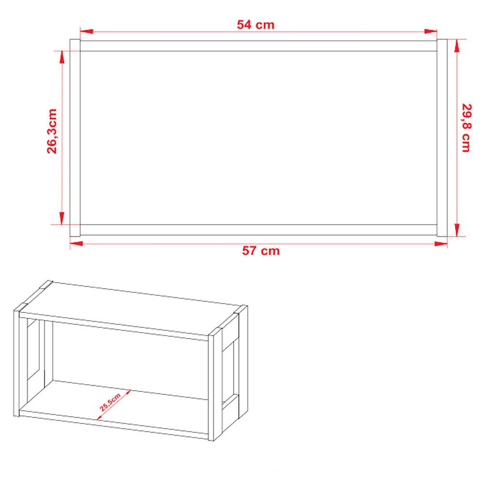 Repisa Oviedo Teca y Blanco 57x29.8cm Rectangular con Dos Entrepaños - Repisas y Percheros | Bylmo