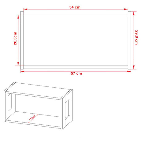 Repisa Oviedo Teca y Blanco 57x29.8cm Rectangular con Dos Entrepaños - Repisas y Percheros | Bylmo