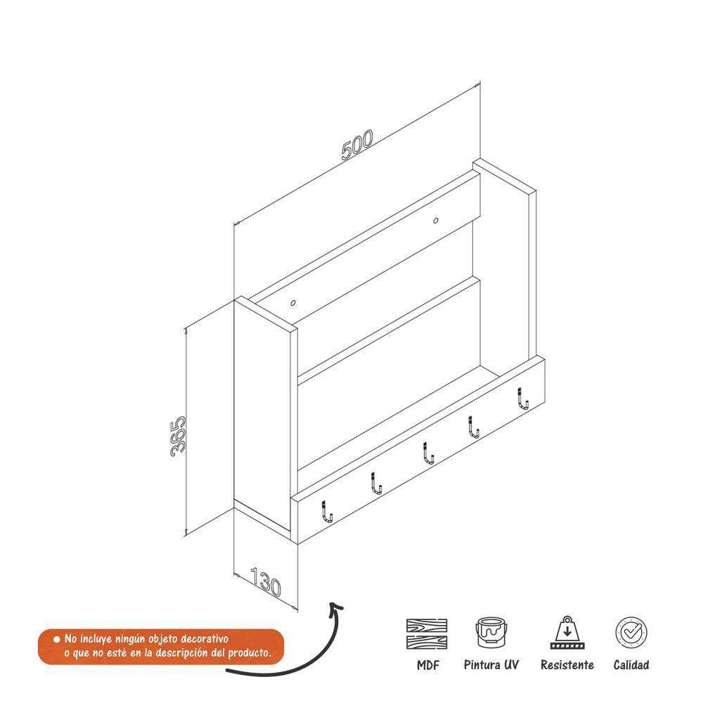 Repisa Turquesa 50 cm Rectangular con Perchero - Repisas y Percheros | Bylmo