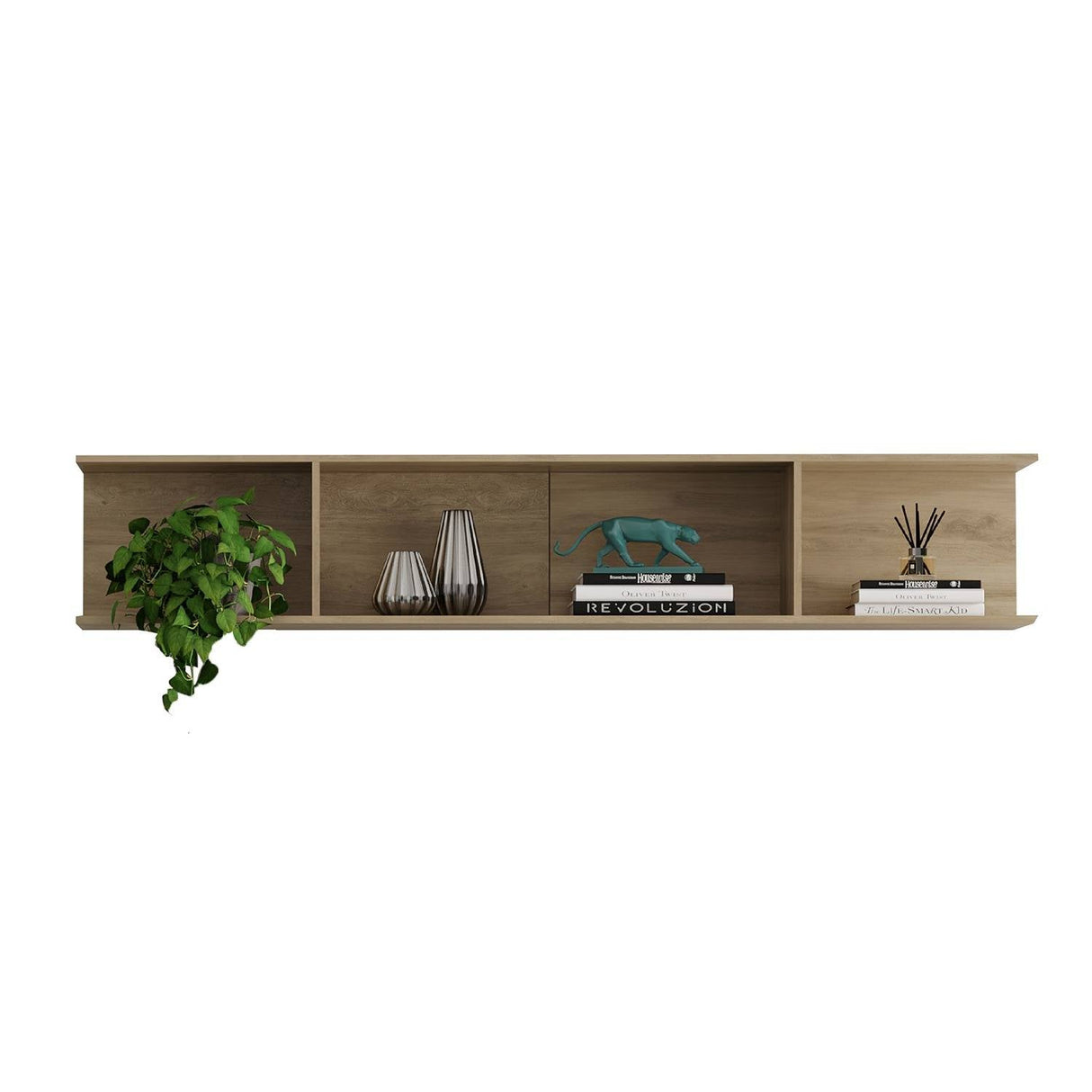 Set de 2 Repisas Union Noce 78x27cm Rectangular con Dos Entrepaños - Repisas y Percheros | Bylmo