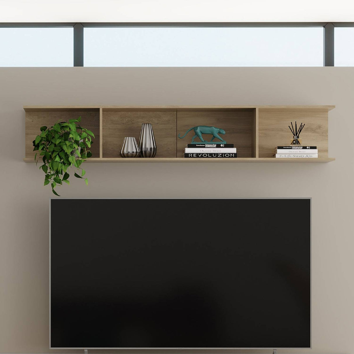 Set de 2 Repisas Union Noce 78x27cm Rectangular con Dos Entrepaños - Repisas y Percheros | Bylmo