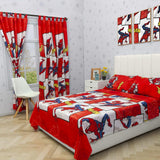 Combo Juego de Sabanas y Cortina Infantil Rojo Semidoble 120 X 190 Cm de Spiderman - Ropa de Cama | Bylmo