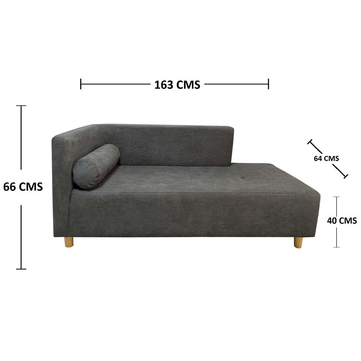Sala Chaise Long Gris 163 cm con Sofá, Banqueta Baúl y Puff - Combos Sala | Bylmo
