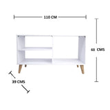 Sala Chaise Long Gris 163 cm con Sofá, Mesa de TV Blanca, Mesa de Centro Blanca y Puff Gris - Combos Sala | Bylmo
