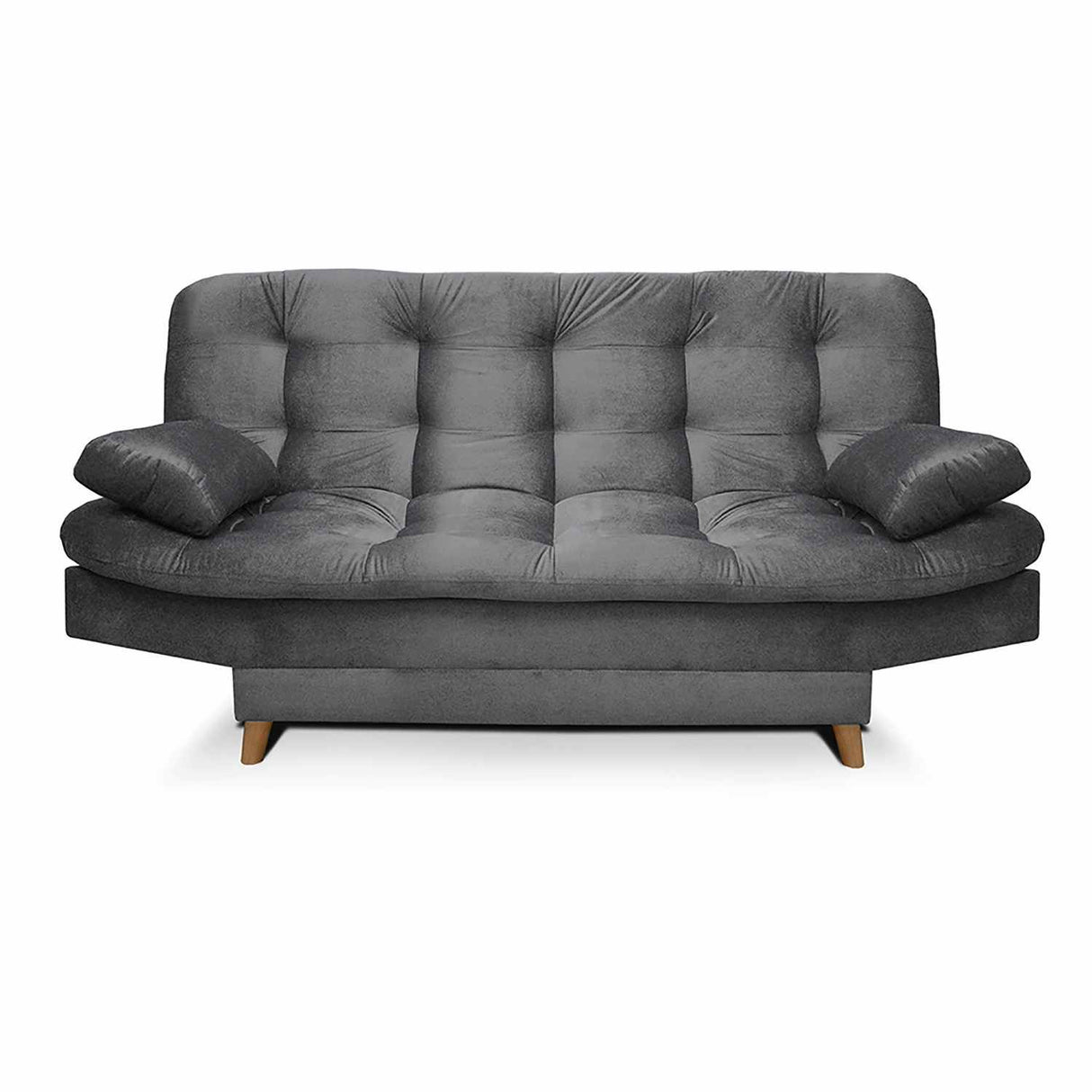 Sala Clic Clac Fendik Gris 210 cm con Sofá de 3 Puestos, 2 Poltronas Reclinables y Cojines Decorativos - Combos Sala | Bylmo