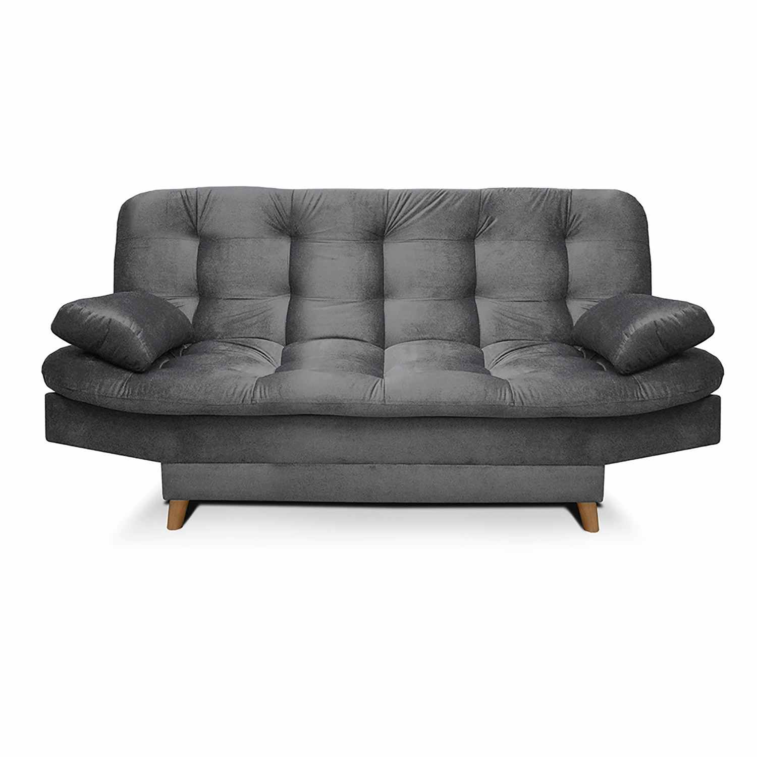 Sala Clic Clac Fendik Gris 210 cm con Sofá de 3 Puestos, 2 Poltronas Reclinables y Cojines Decorativos - Combos Sala | Bylmo