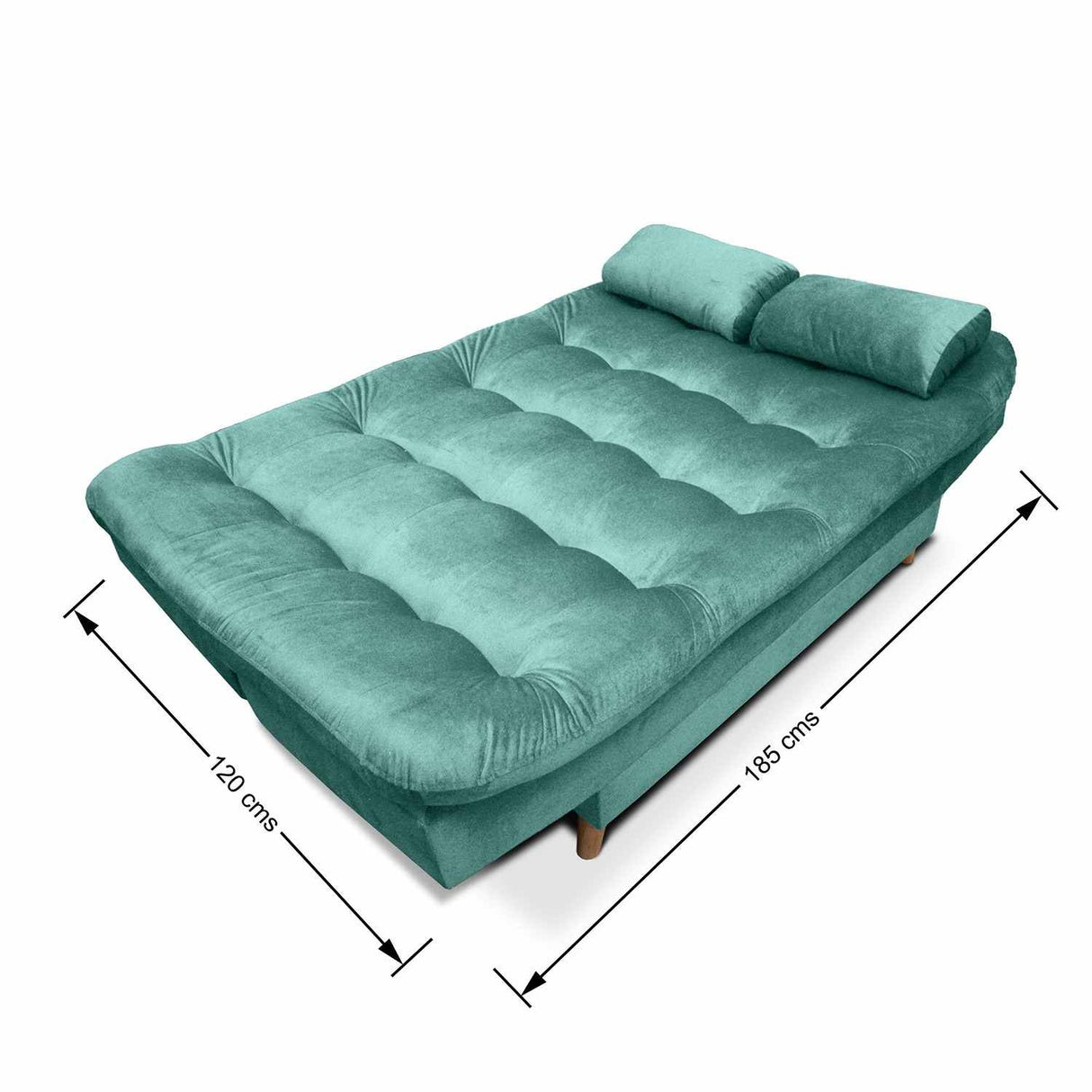 Sala Clic Clac Fendik Turquesa 210 cm con Sofá de 3 Puestos, 2 Poltronas Reclinables y Cojines Decorativos - Combos Sala | Bylmo