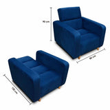 Sala Clic Clack Úngaro Azul 200 cm con Sofá de 3 Puestos y 2 Poltronas Reclinables - Combos Sala | Bylmo