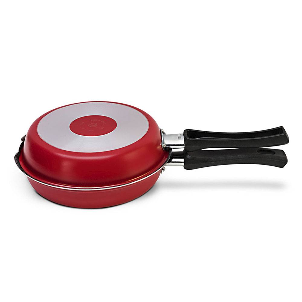 Sarten Doble Aluminio 18 cm Antiadherente Rojo - Ollas y Sartenes | Bylmo