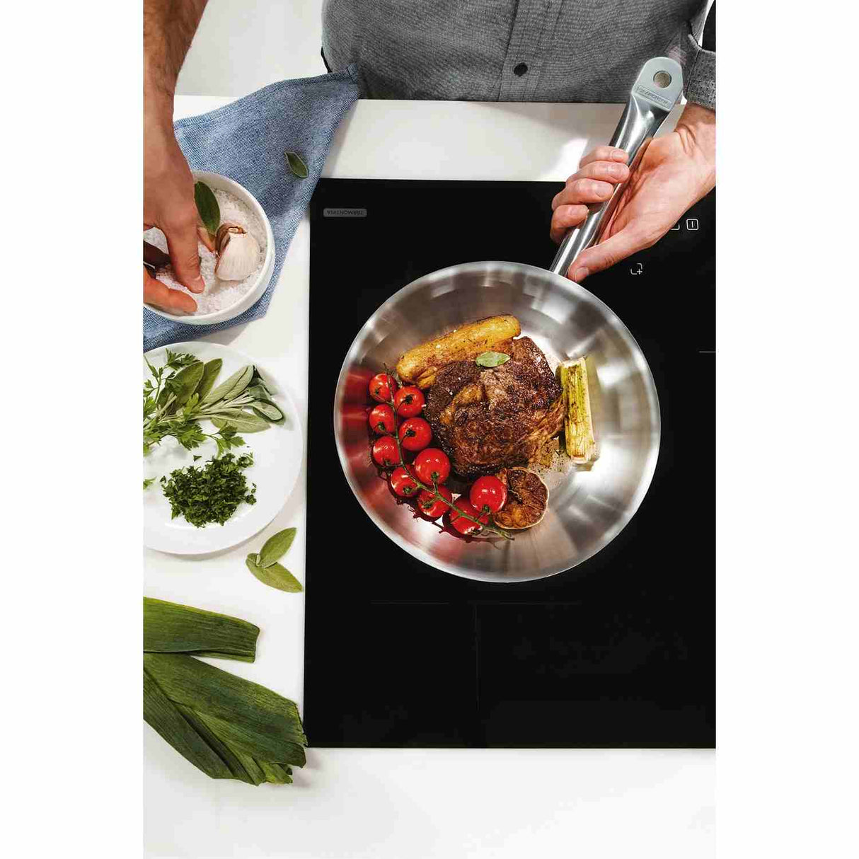 Sarten Professional Acero Inoxidable 26 cm de Acero Inoxidable Fondo Triple con Mango Acero - Ollas y Sartenes | Bylmo