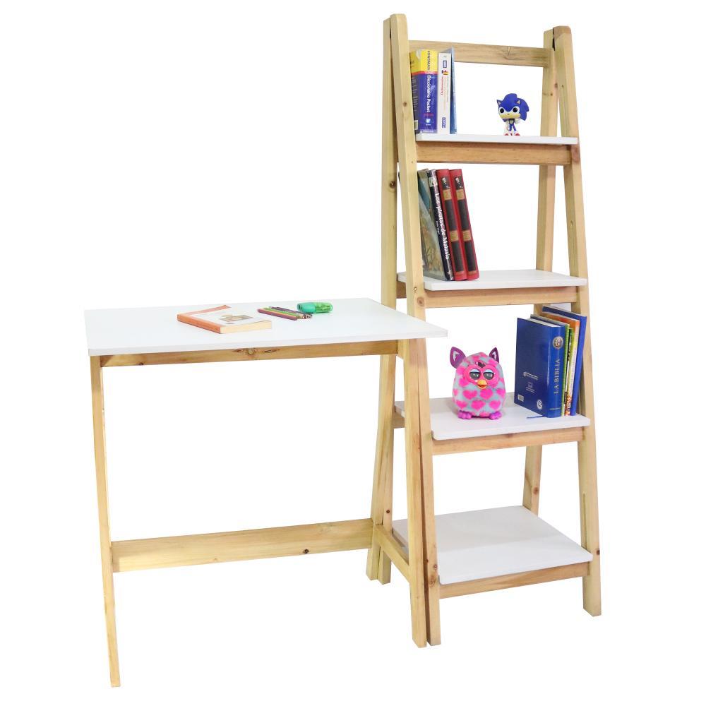 Combo Escritorio y Biblioteca Canadá Pino 75 cm con Entrepaños - Escritorios y Archivadores | Bylmo