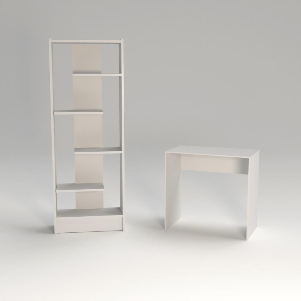 Combo Escritorio y Biblioteca Tomy Like Blanco 80 cm Minimalista - Escritorios y Archivadores | Bylmo