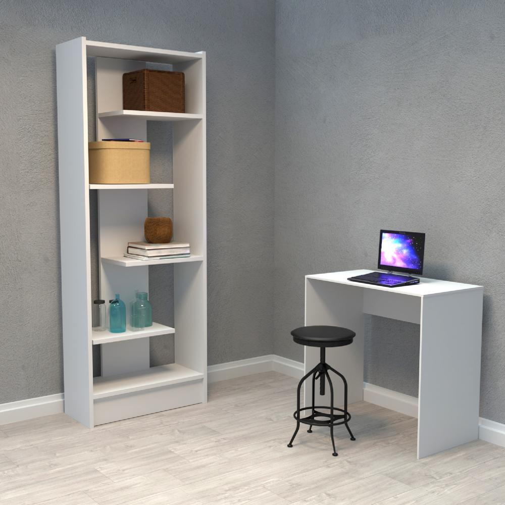 Combo Escritorio y Biblioteca Tomy Like Blanco 80 cm Minimalista - Escritorios y Archivadores | Bylmo