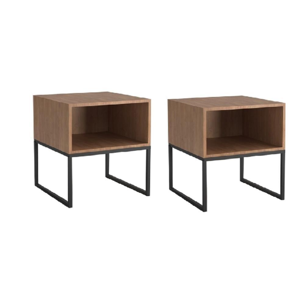 Mesa de Noche x 2 York Amareto y Negro 55 cm - Mesas de Noche | Bylmo