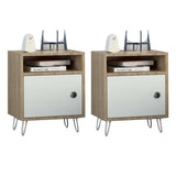 Mesa de Noche x 2 Paris Pro Vienes y Blanco 50 cm Con Una Puerta - Mesas de Noche | Bylmo