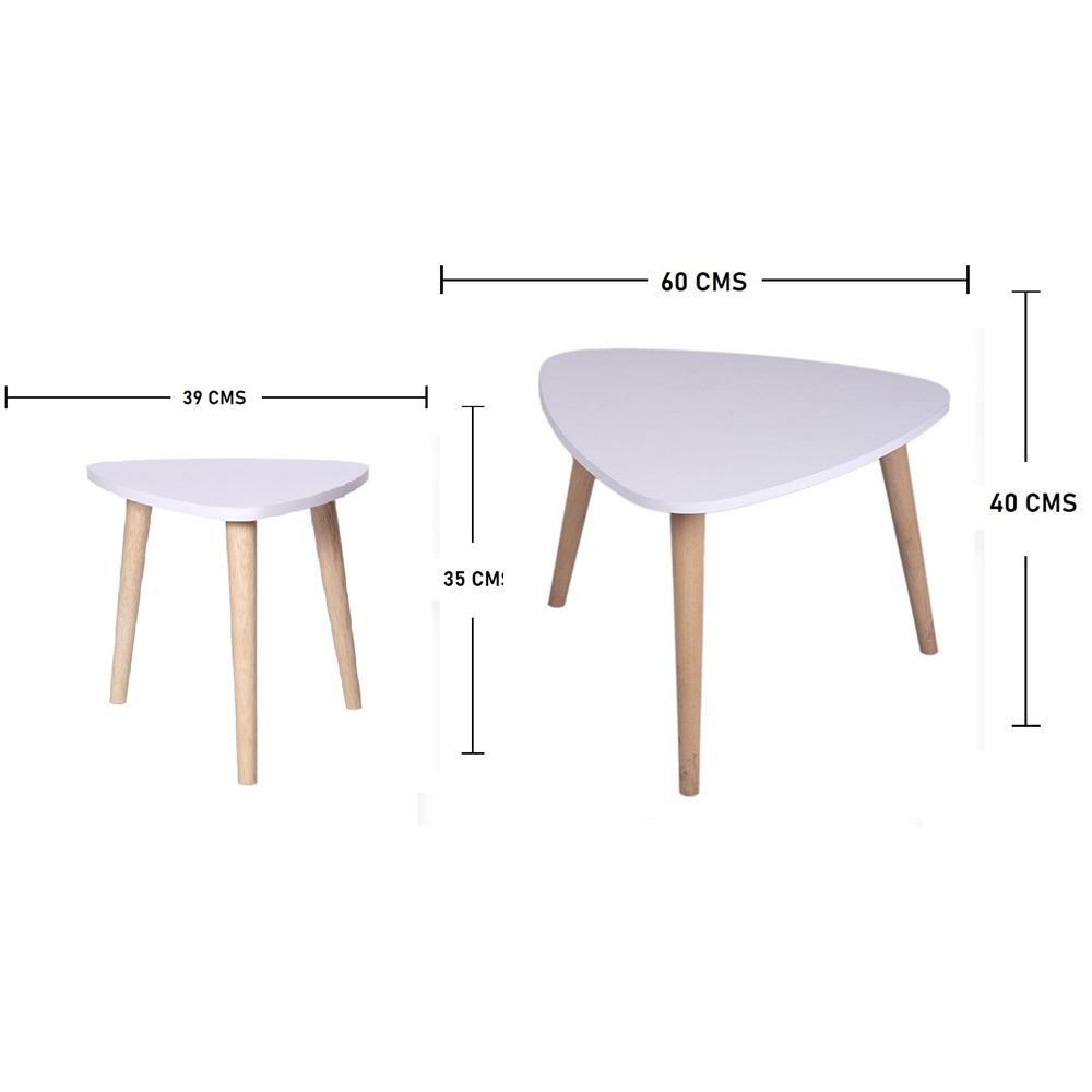 Set X2 Mesas de Centro Blanco 60x40cm Triangular con Patas - Mesas | Bylmo