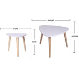Set X2 Mesas de Centro Blanco 60x40cm Triangular con Patas - Mesas | Bylmo