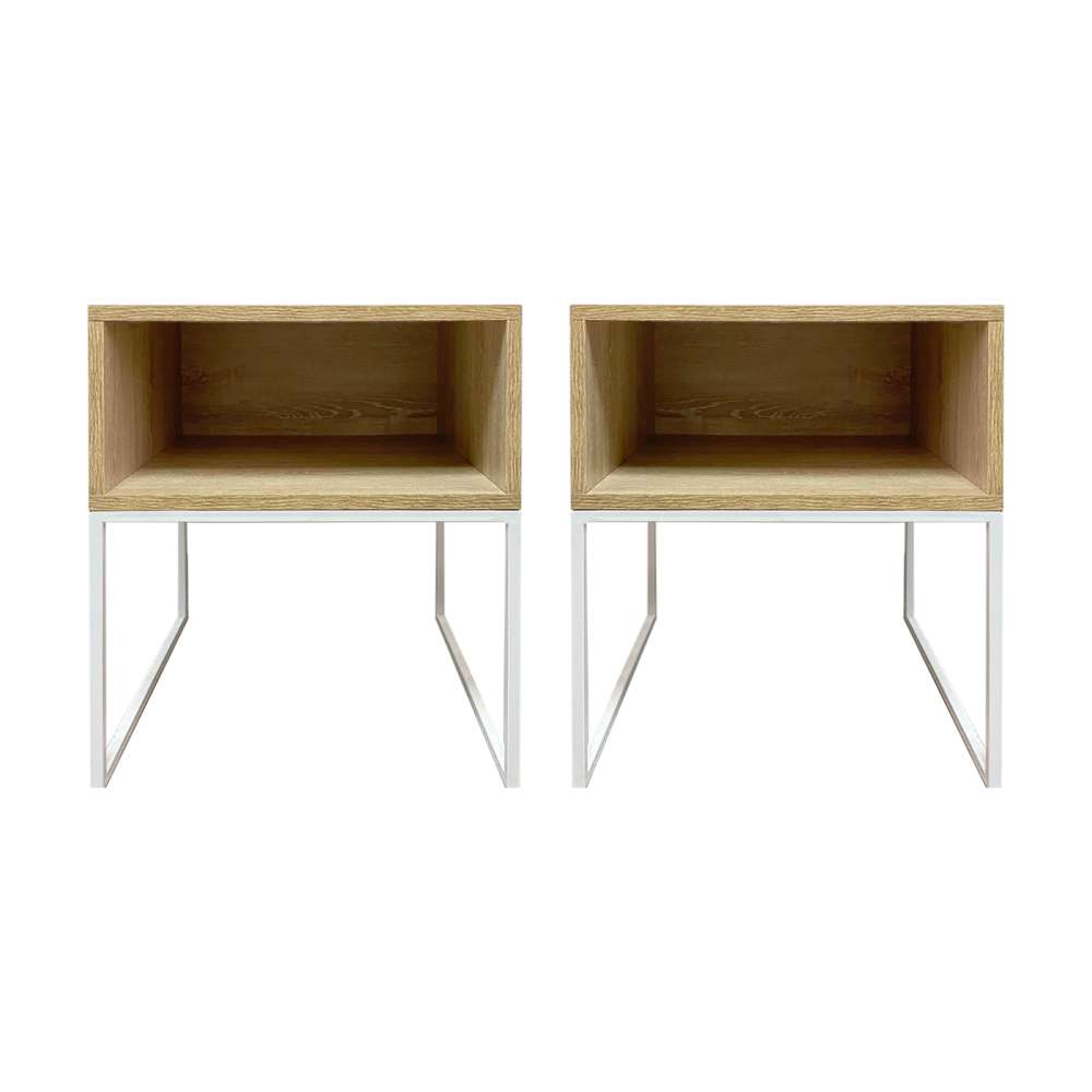 Mesa de Noche x 2 Nord York Vienes y Blanco 55 cm - Mesas de Noche | Bylmo