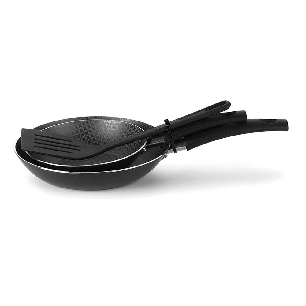 Set de Sartenes Blackburn Aluminio 18 cm y 22 cm Con Utencilio Gris - Ollas y Sartenes | Bylmo