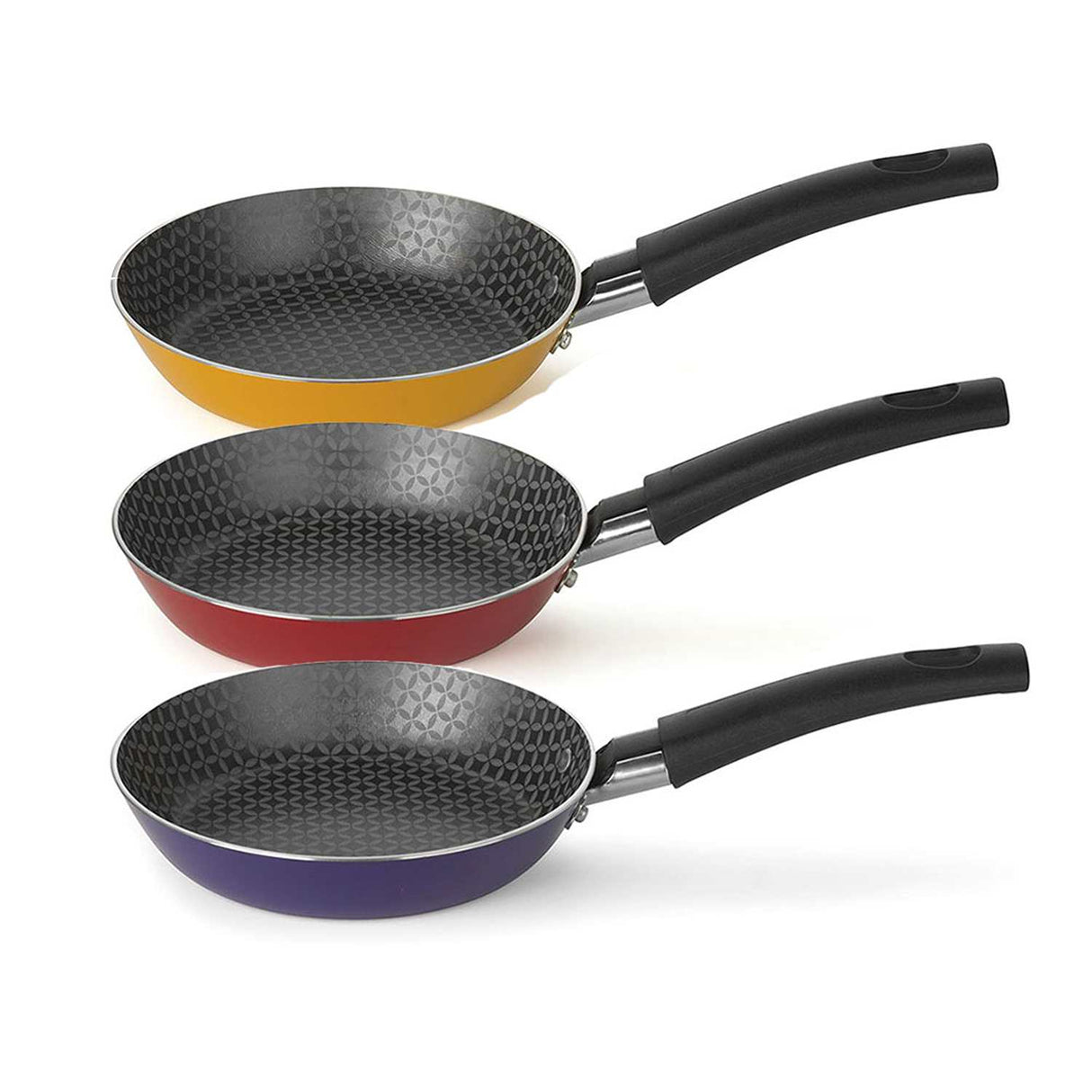 Set de Sartenes Aluminio 26 cm Aspiración Amarillo Rojo y Morado - Ollas y Sartenes | Bylmo