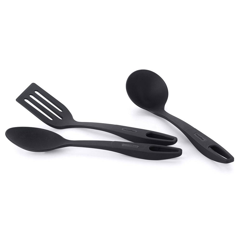 Juego de Cubiertos para Cocinar Negro 8x8cm De Nylon Resistente hasta 180 Grados - Ollas y Sartenes | Bylmo