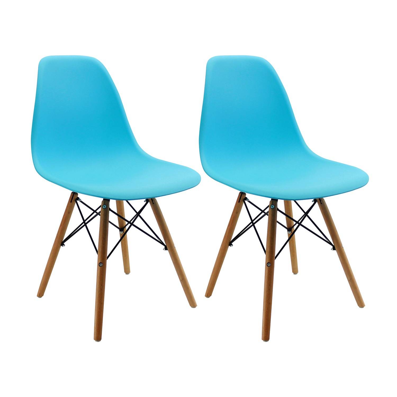 Set x 2 Sillas DKR Azul 47x81cm Asiento Cuadrado con Espaldar - Sillas y Butacos | Bylmo