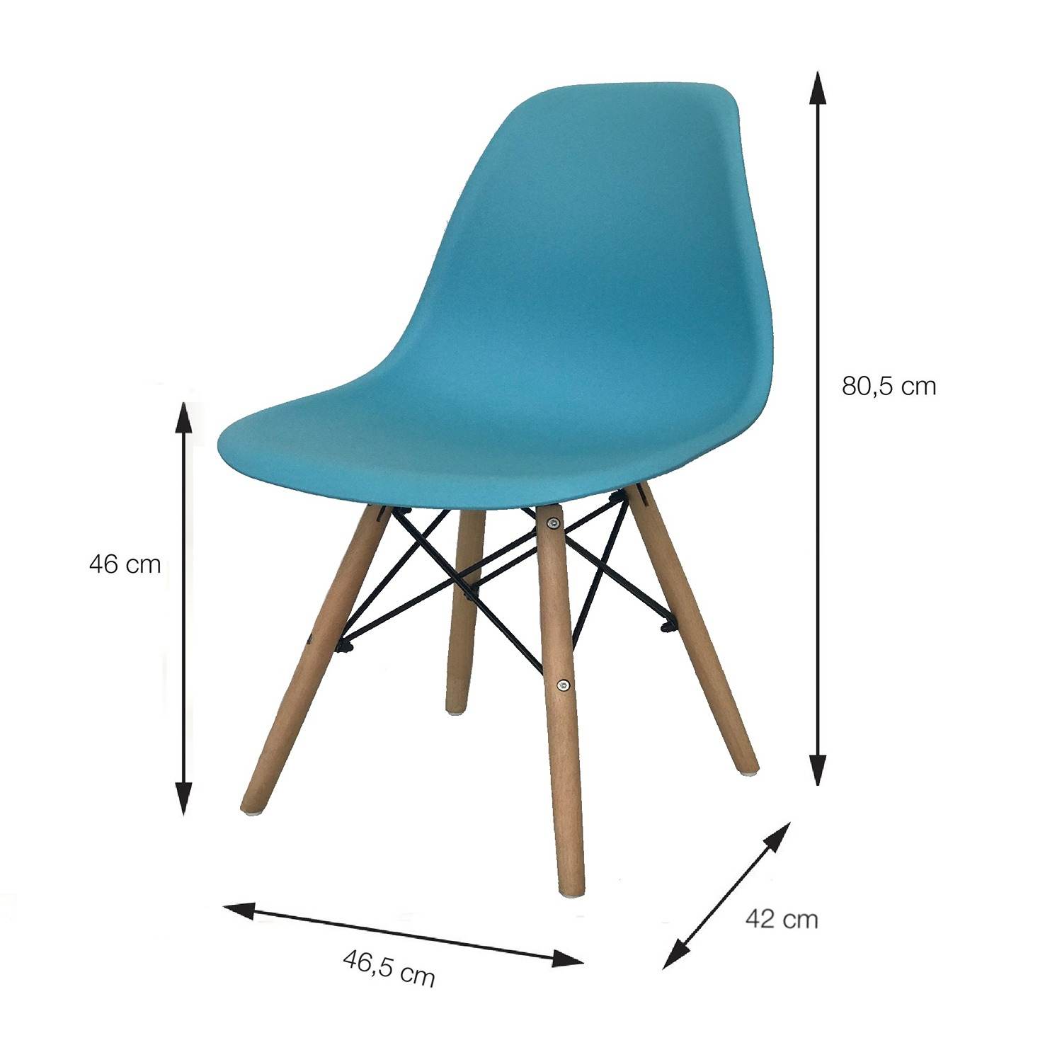 Set x 2 Sillas DKR Azul 47x81cm Asiento Cuadrado con Espaldar - Sillas y Butacos | Bylmo