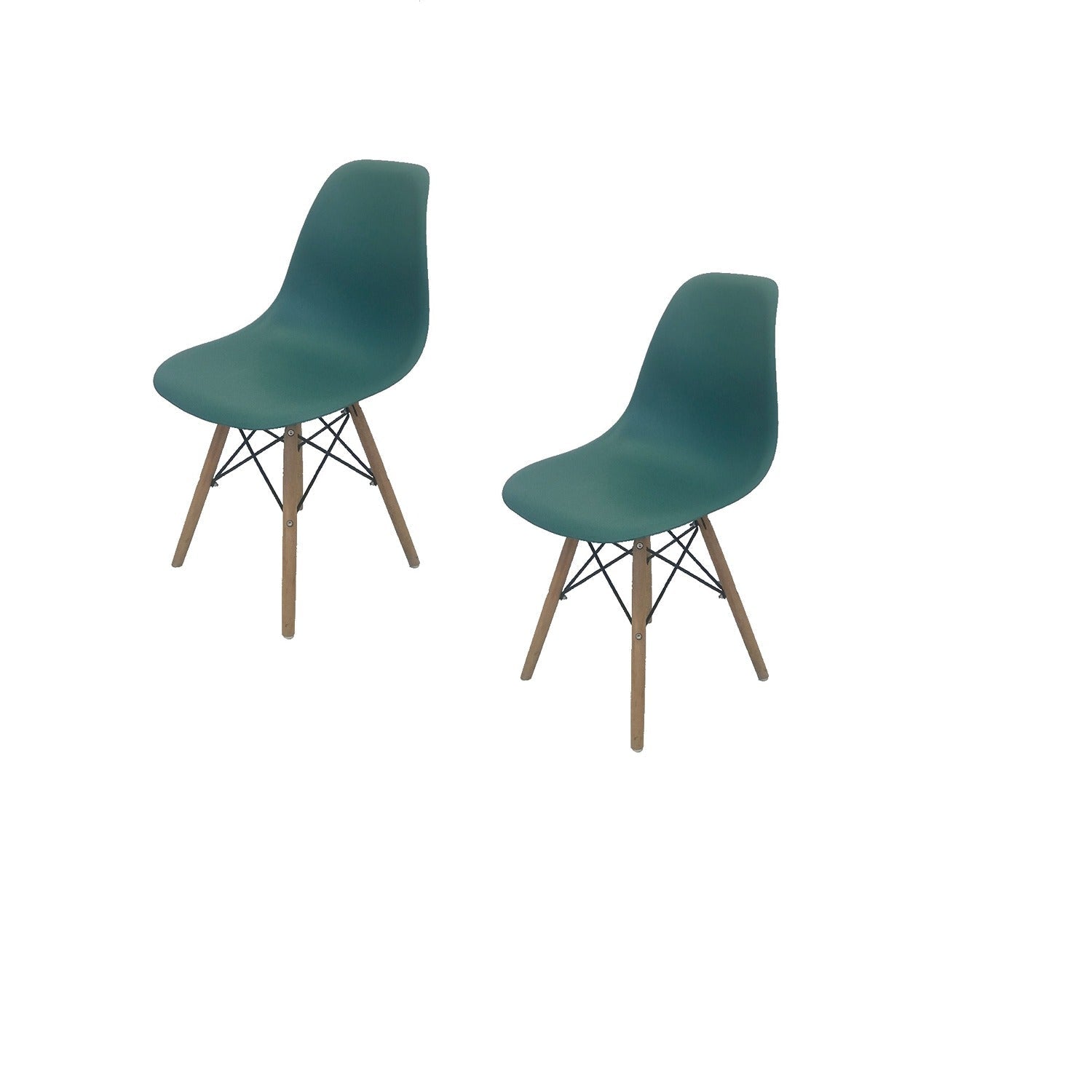 Set x 2 Sillas DKR Azul Petróleo 47x81cm Asiento Cuadrado con Espaldar - Sillas y Butacos | Bylmo