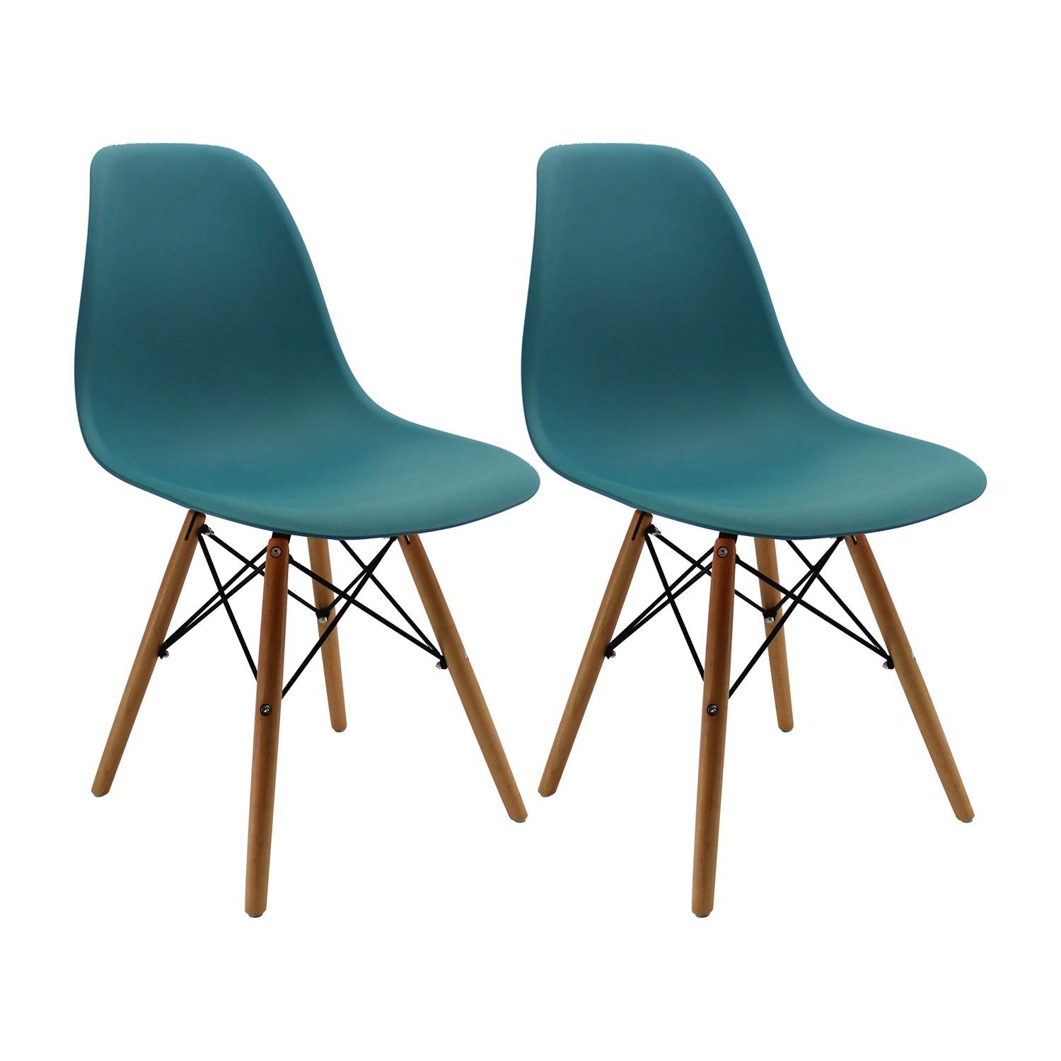 Set x 2 Sillas DKR Azul Petróleo 47x81cm Asiento Cuadrado con Espaldar - Sillas y Butacos | Bylmo