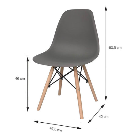 Set x 2 Sillas DKR Gris 47x81cm Asiento Cuadrado con Espaldar - Sillas y Butacos | Bylmo
