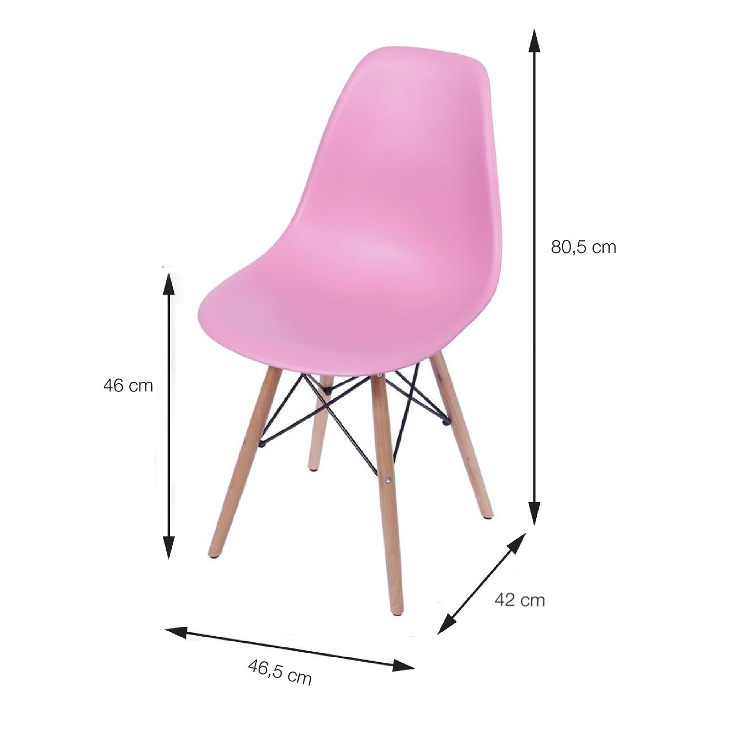 Set x 2 Sillas DKR Rosado 47x81cm Asiento Cuadrado con Espaldar - Sillas y Butacos | Bylmo