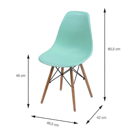 Set x 2 Sillas DKR Verde menta 47x81cm Asiento Cuadrado con Espaldar - Sillas y Butacos | Bylmo