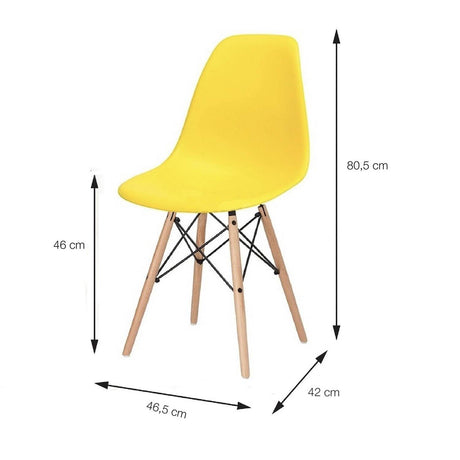 Set x 4 Sillas DKR Amarillo 47x81cm Asiento Cuadrado con Espaldar - Sillas y Butacos | Bylmo