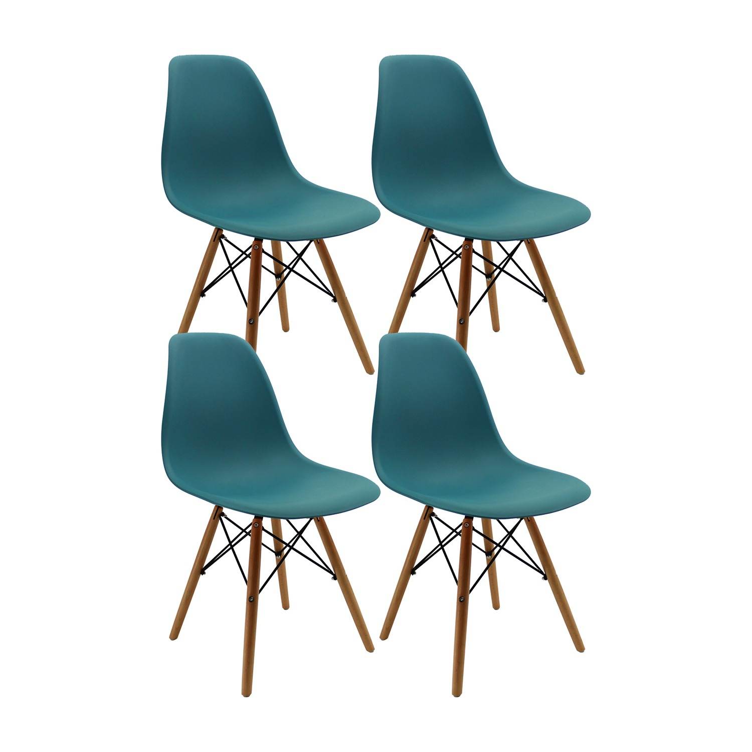 Set x 4 Sillas DKR Azul Petróleo 47x81cm Asiento Cuadrado con Espaldar - Sillas y Butacos | Bylmo