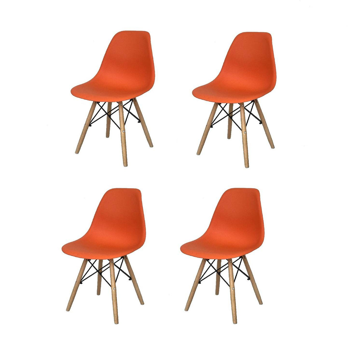 Set x 4 Sillas DKR Naranja 47x81cm Asiento Cuadrado con Espaldar - Sillas y Butacos | Bylmo