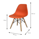Set x 4 Sillas DKR Naranja 47x81cm Asiento Cuadrado con Espaldar - Sillas y Butacos | Bylmo