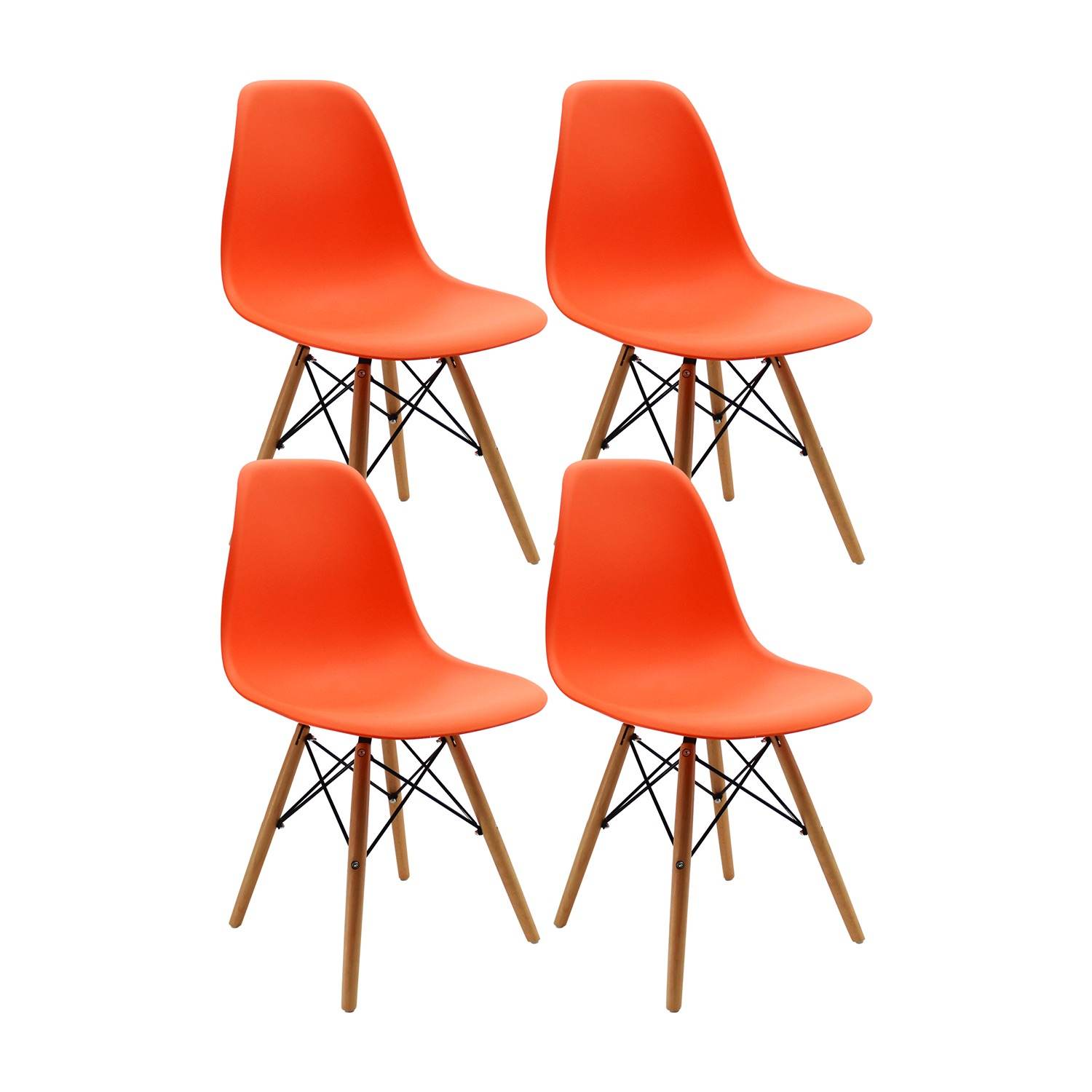 Set x 4 Sillas DKR Naranja 47x81cm Asiento Cuadrado con Espaldar - Sillas y Butacos | Bylmo