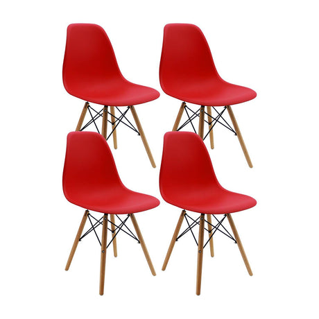 Set x 4 Sillas DKR Rojo 47x81cm Asiento Cuadrado con Espaldar - Sillas y Butacos | Bylmo