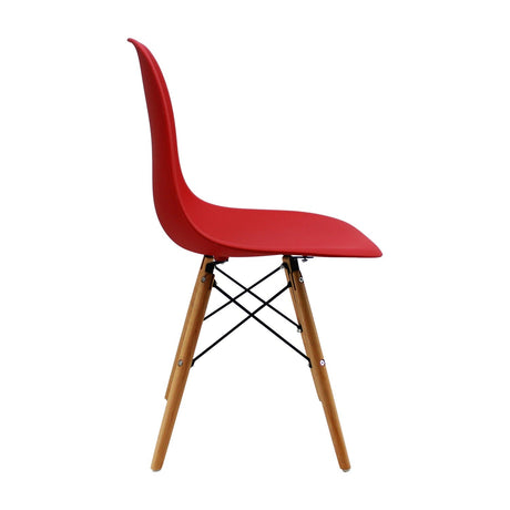 Set x 4 Sillas DKR Rojo 47x81cm Asiento Cuadrado con Espaldar - Sillas y Butacos | Bylmo