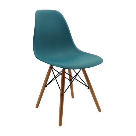 Set x 6 Sillas DKR Azul Petróleo 47x81cm Asiento Cuadrado con Espaldar - Sillas y Butacos | Bylmo