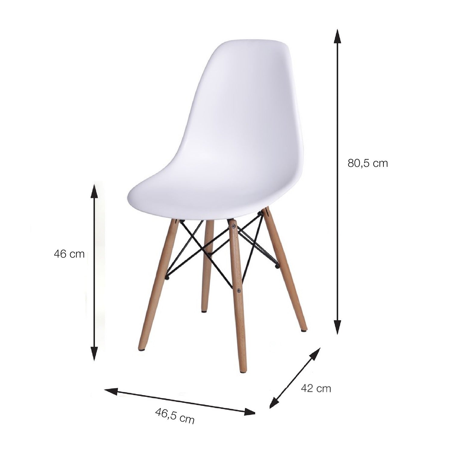 Set x 6 Sillas DKR Blanco 47x81cm Asiento Cuadrado con Espaldar - Sillas y Butacos | Bylmo