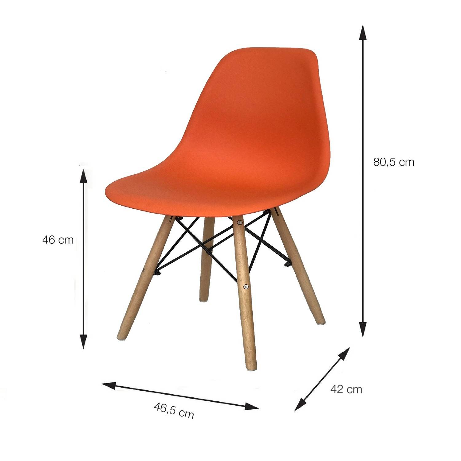 Set x 6 Sillas DKR Naranja 47x81cm Asiento Cuadrado con Espaldar - Sillas y Butacos | Bylmo