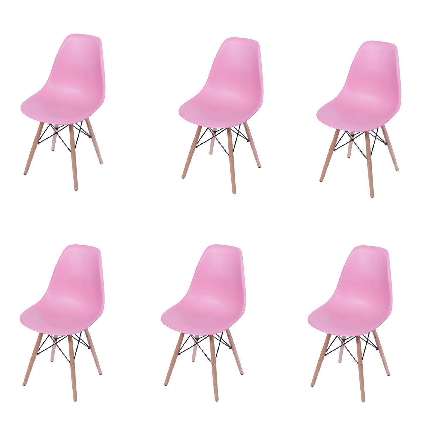 Set x 6 Sillas DKR Rosado 47x81cm Asiento Cuadrado con Espaldar - Sillas y Butacos | Bylmo